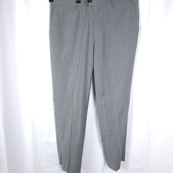 Jos A Bank 1905 Mens 36R Gray Flat Front Wool Dress Pants Trousers - Picture 1 of 10